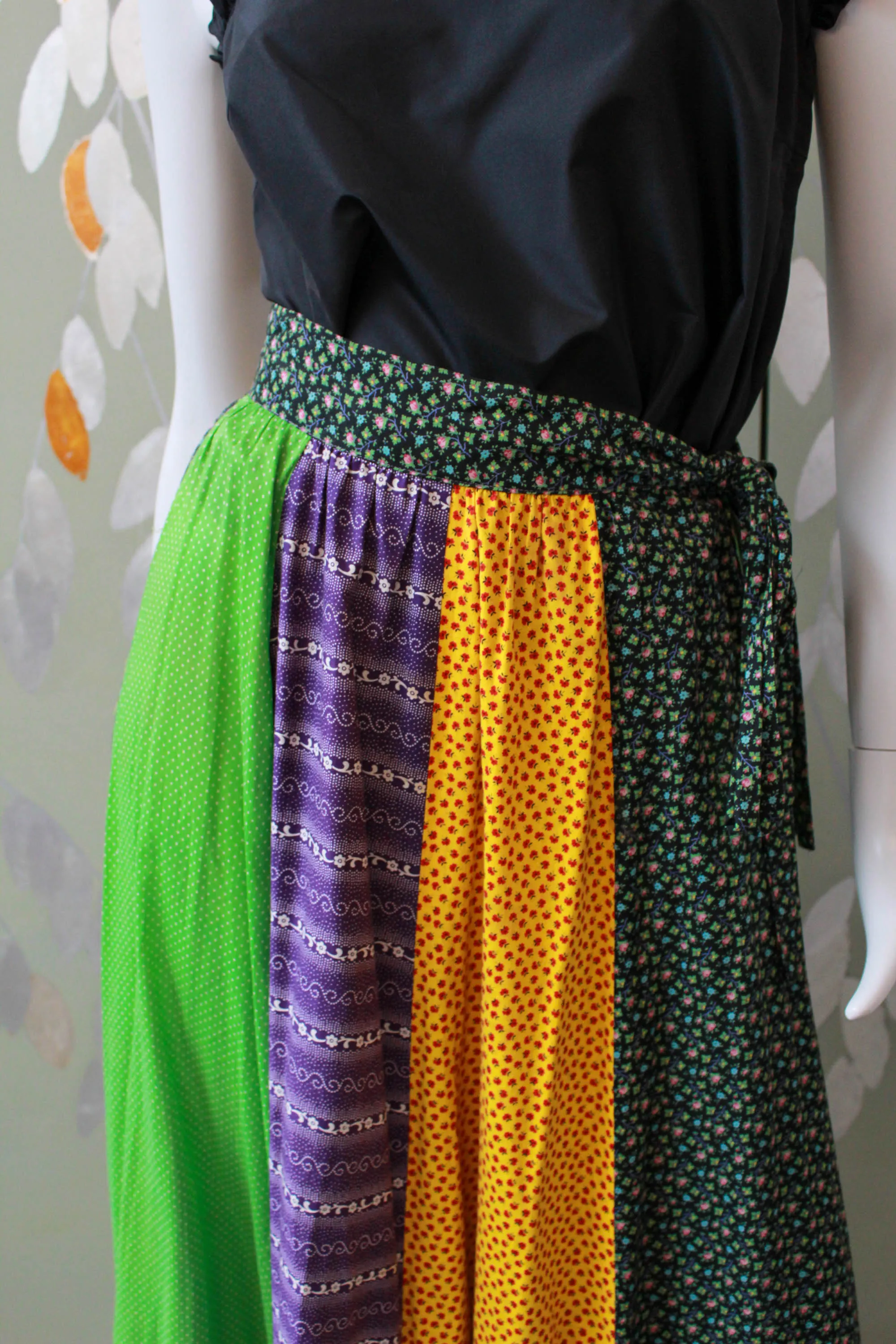 1970s Patchwork Maxi Skirt, Waist 24"