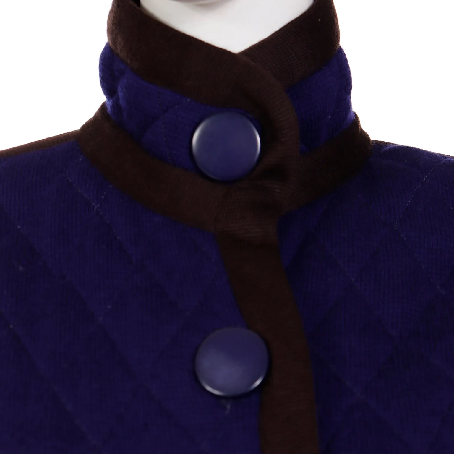 1980s Yves Saint Laurent Reversible Blue & Plum Purple Wool Quilted Jacket