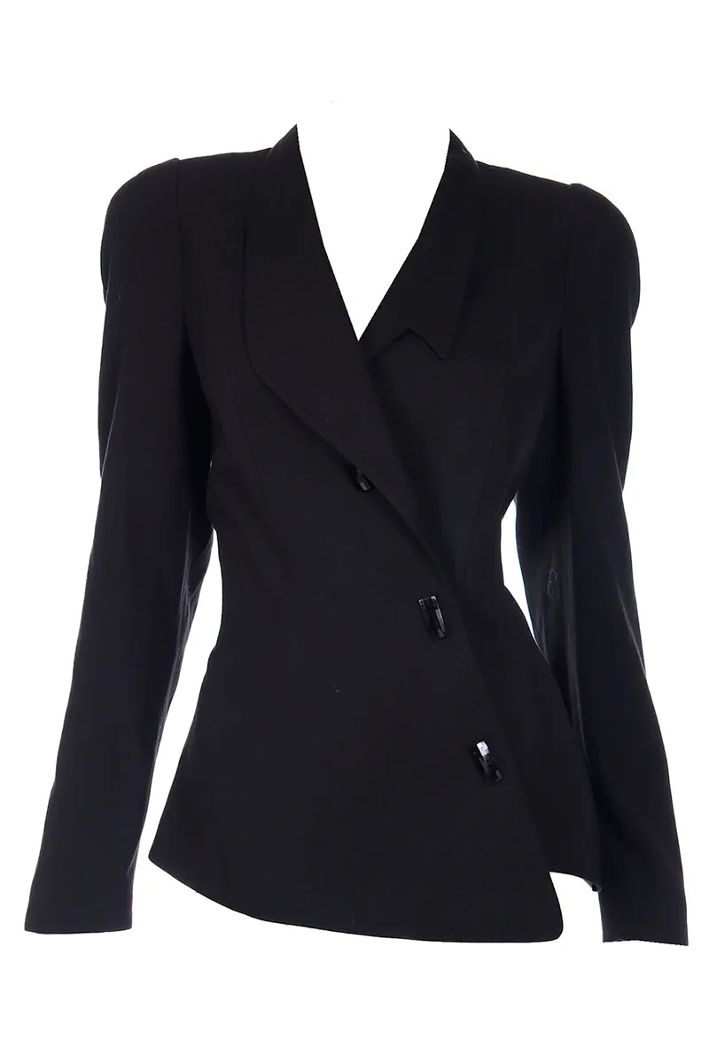 1990s Deadstock Thierry Mugler Activ Asymmetrical Black Blazer Jacket