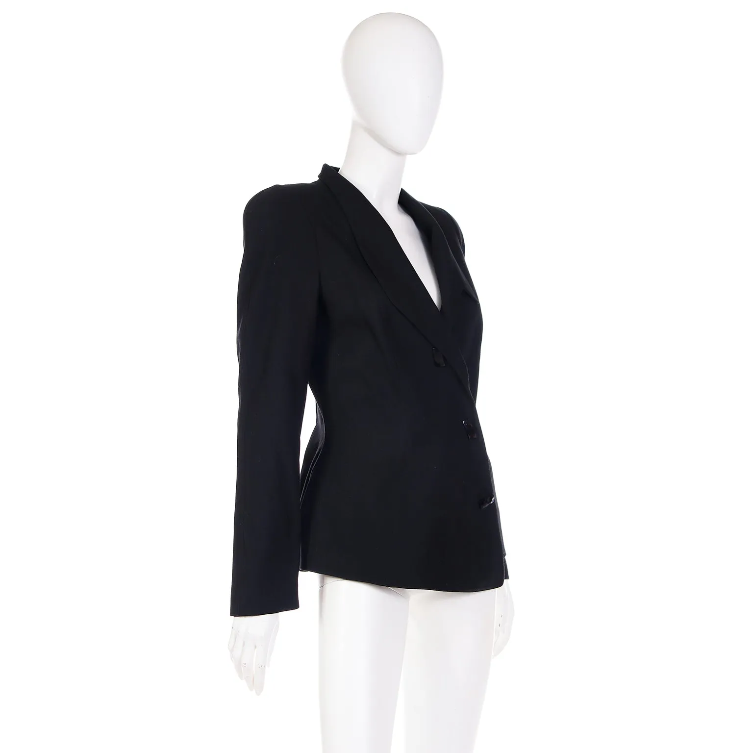 1990s Deadstock Thierry Mugler Activ Asymmetrical Black Blazer Jacket