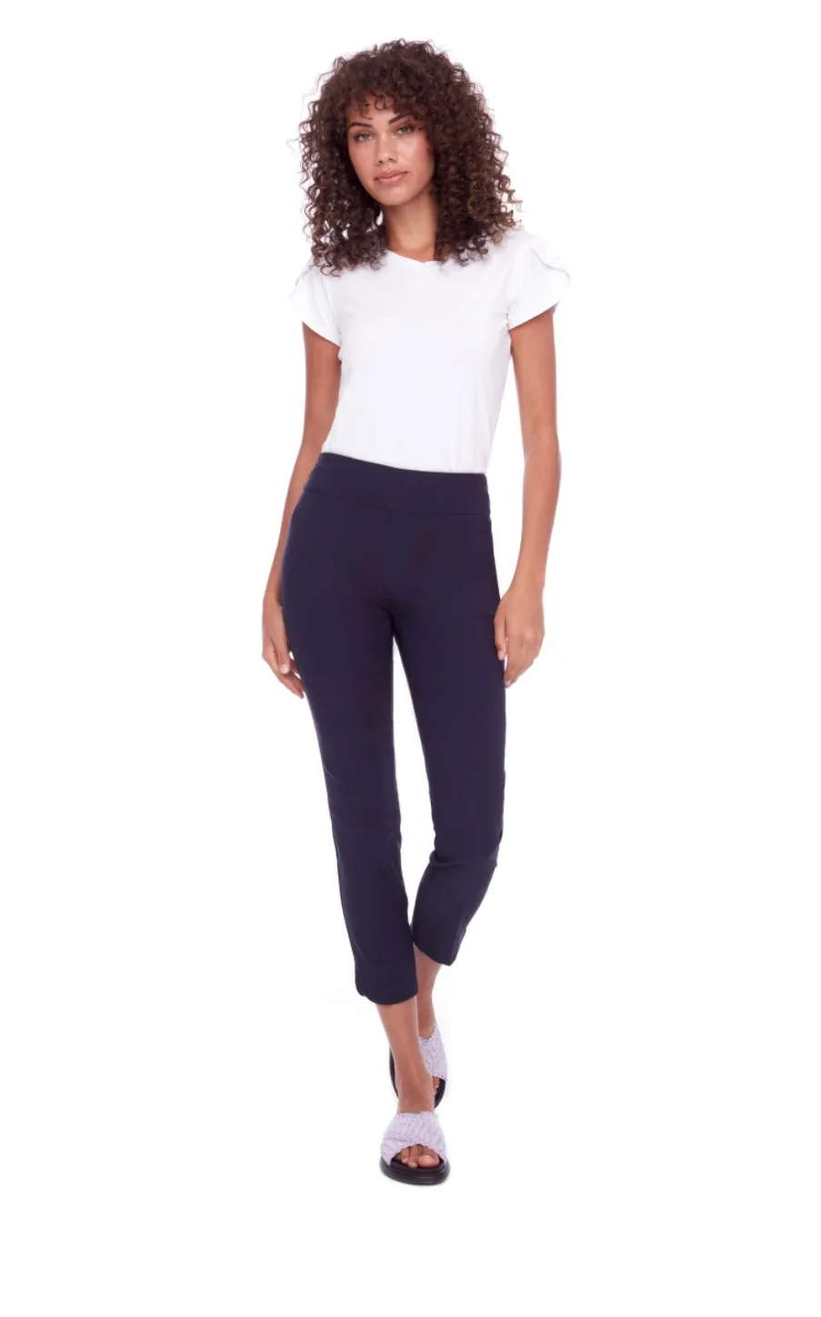 65027A Navy Slim Ankle Stretch Capris