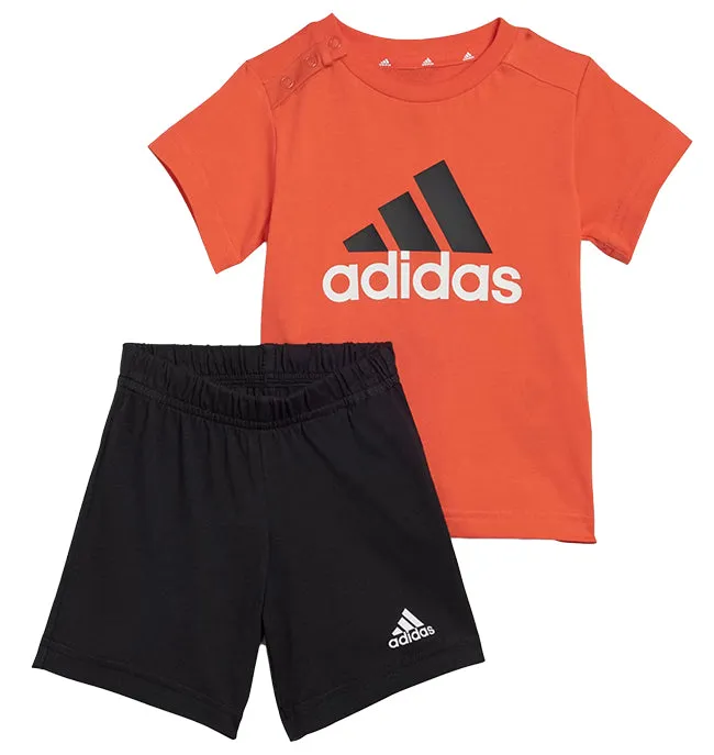 Adidas Infants Essentials Cotton T shirt and Short Set Red and Black