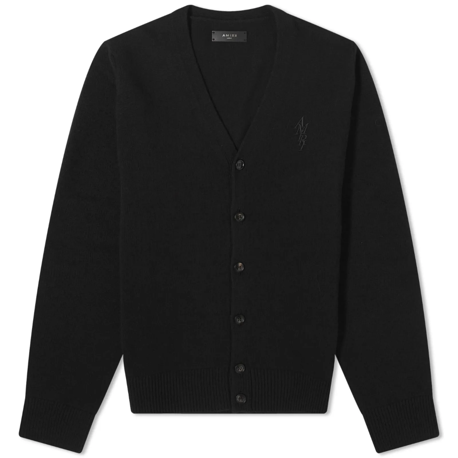 Amiri Stack Logo Cardigan, black