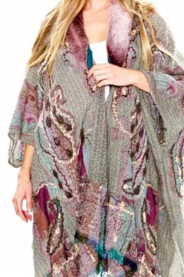 Beaded Rose and Earl Gray Poncho