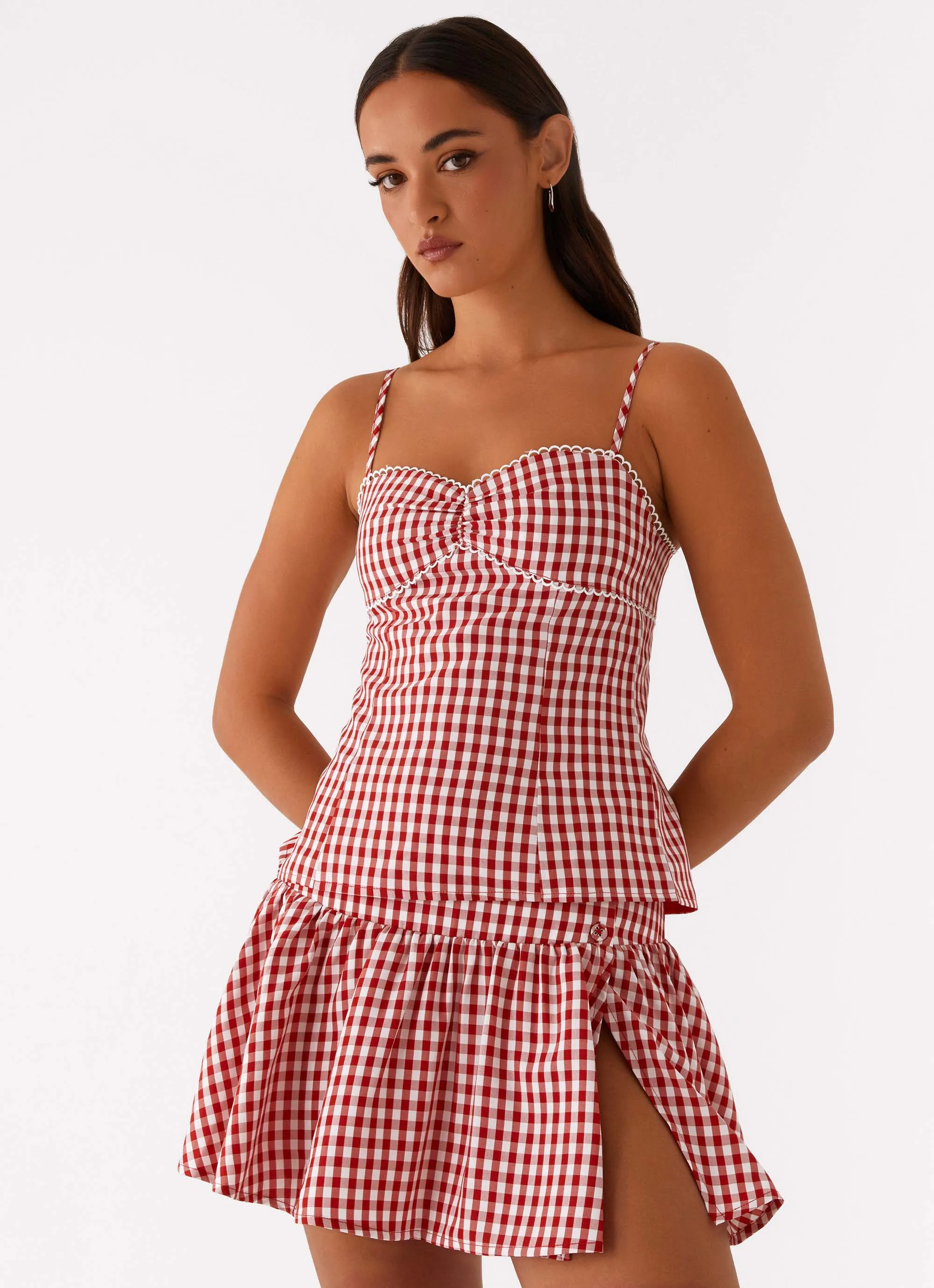 Bellamy Mini Skirt - Red Gingham