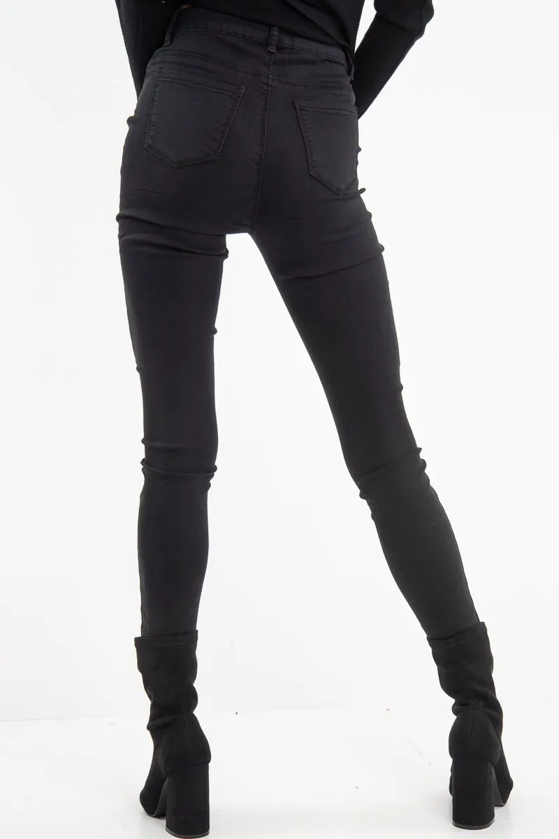 Black High Waist Skinny Fit Jeans - Araia