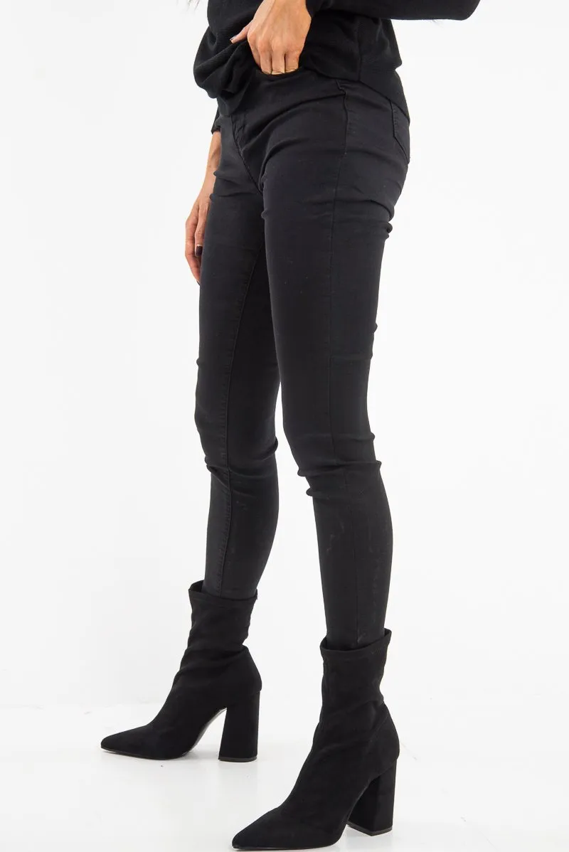 Black High Waist Skinny Fit Jeans - Araia