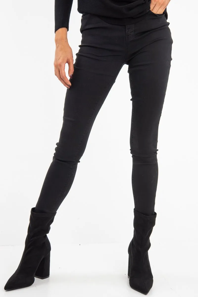 Black High Waist Skinny Fit Jeans - Araia