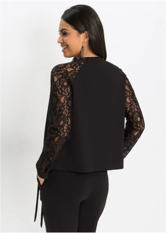 Bodyflirt lace sleeve jacket, black