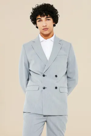 Boohoo Slim Double Breasted Suit Jacket, Gray