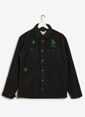 Botanical Embroidered Blanket Overshirt | Casentino Wool | Black