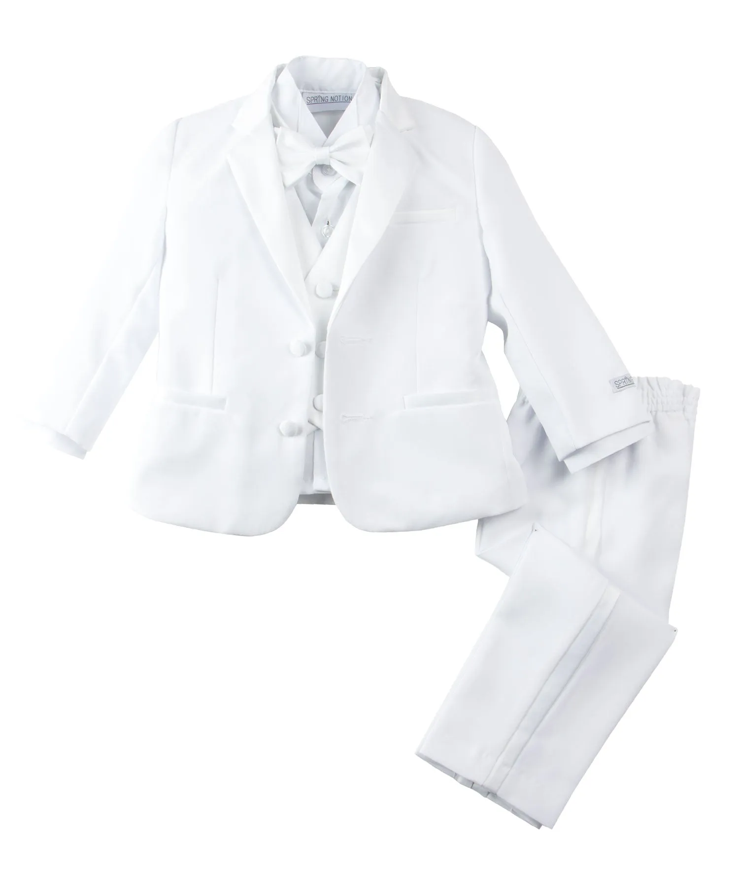 Boys' White Modern Fit Tuxedo Set without Tail