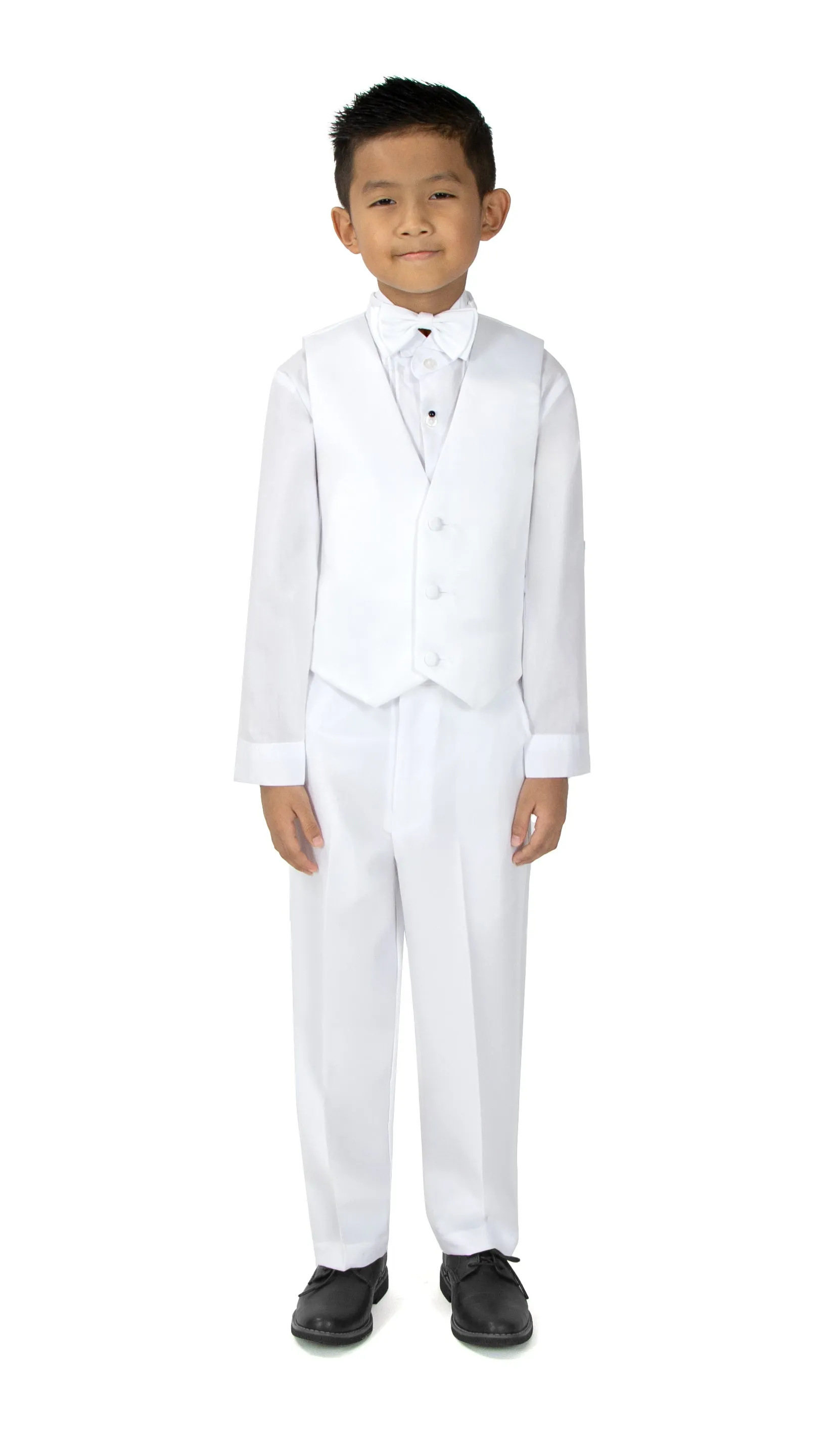 Boys' White Modern Fit Tuxedo Set without Tail