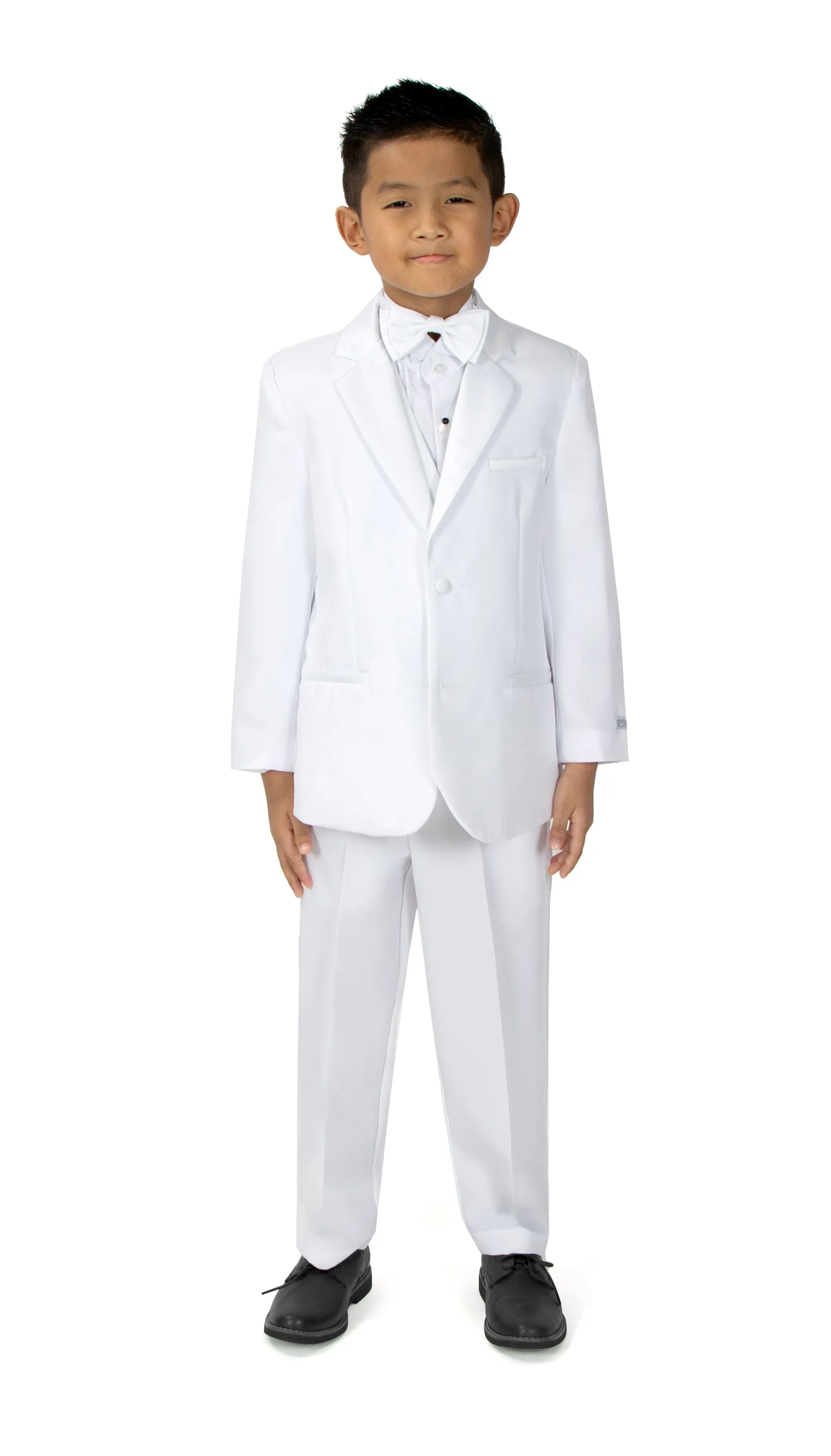 Boys' White Modern Fit Tuxedo Set without Tail