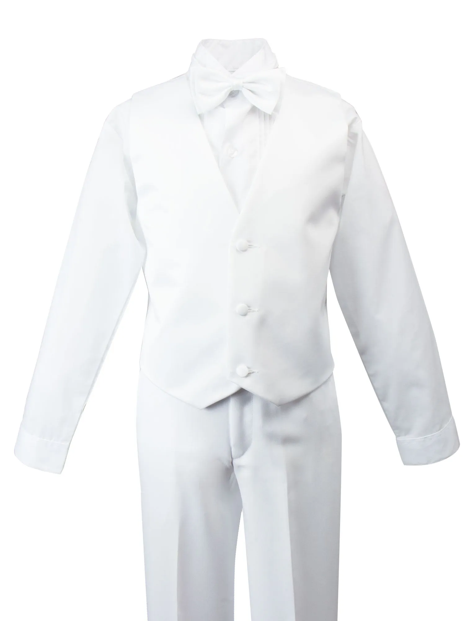 Boys' White Modern Fit Tuxedo Set without Tail