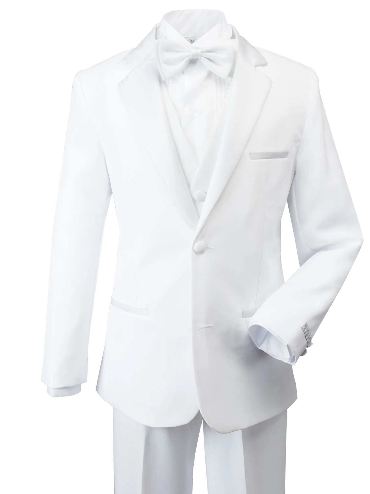 Boys' White Modern Fit Tuxedo Set without Tail