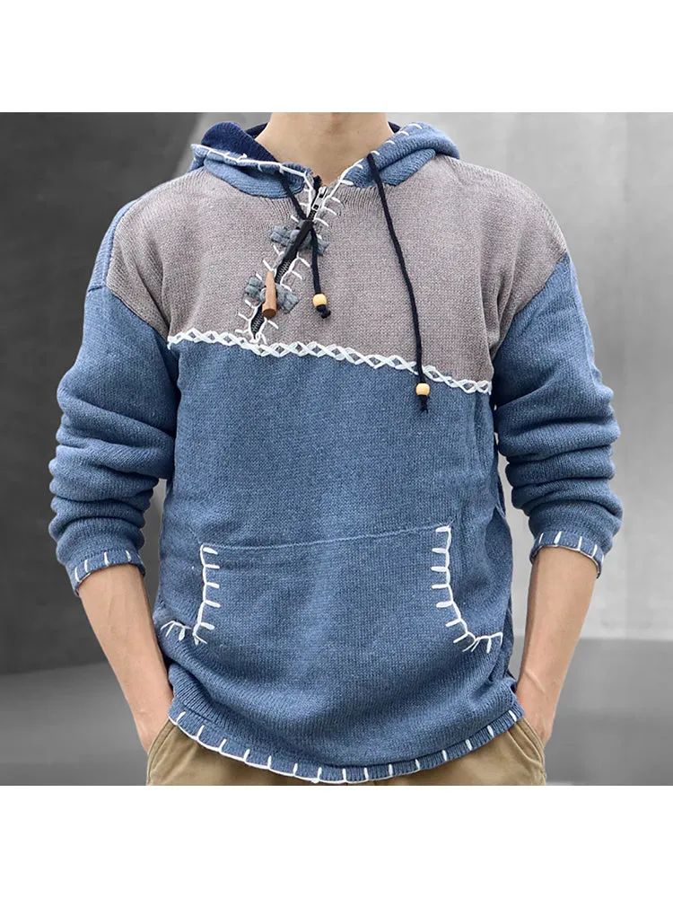 Casual Contrast Color Knitted Sweater