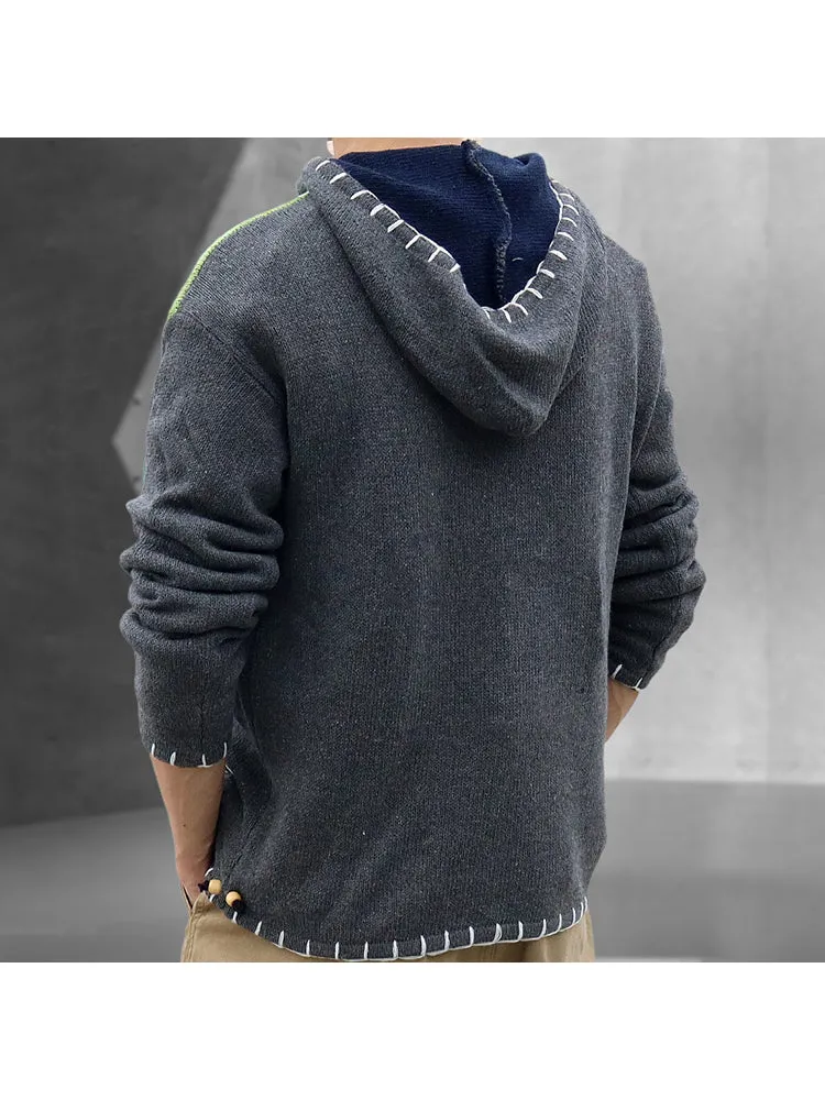 Casual Contrast Color Knitted Sweater