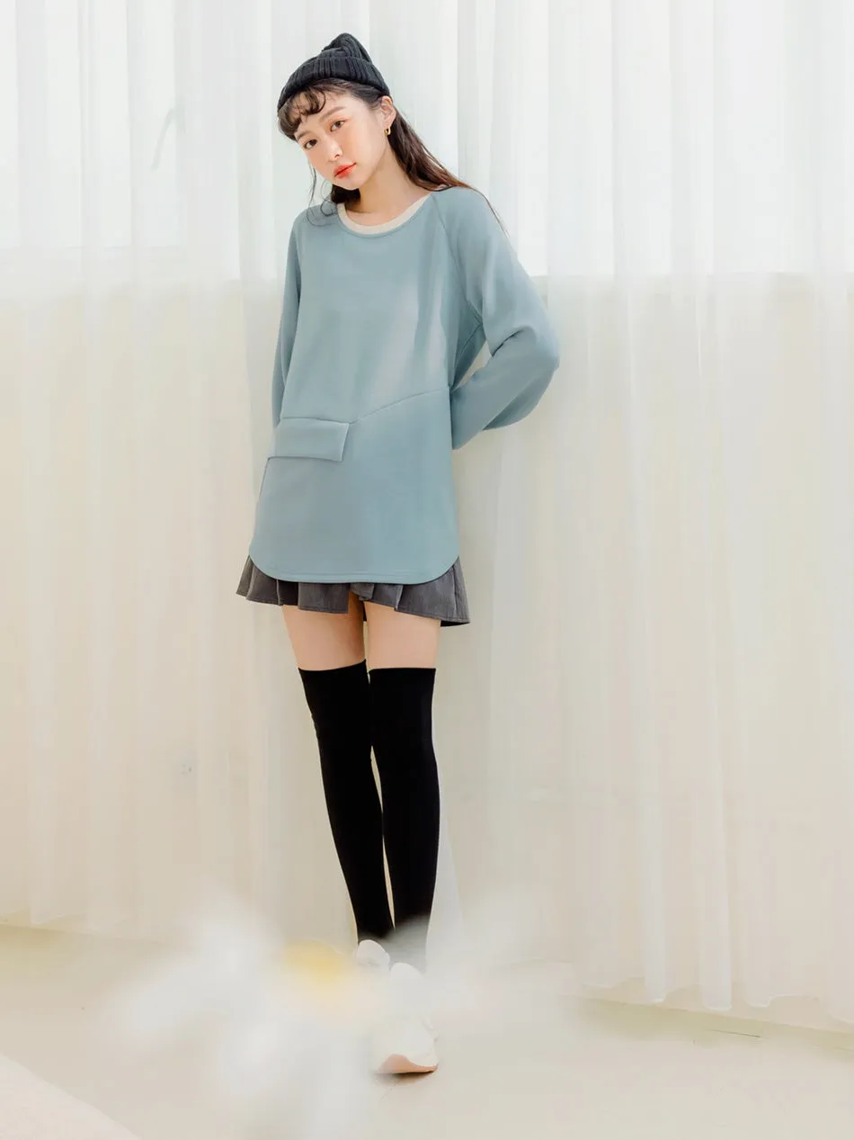 Casual Cotton Pocket Long Sweaters Top