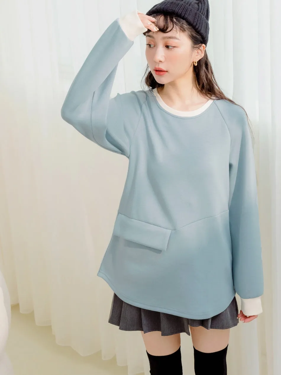 Casual Cotton Pocket Long Sweaters Top