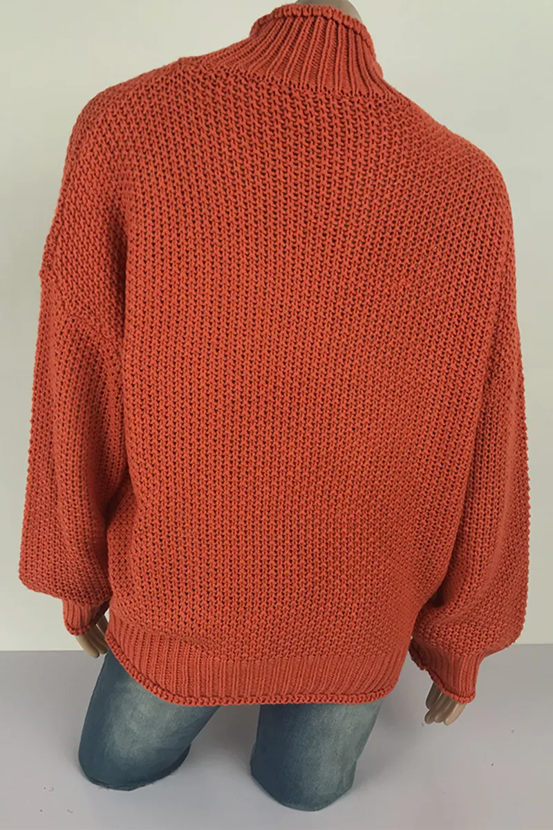 Casual Solid Patchwork Half A Turtleneck Sweaters(9 Colors)