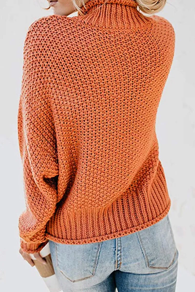 Casual Solid Patchwork Half A Turtleneck Sweaters(9 Colors)