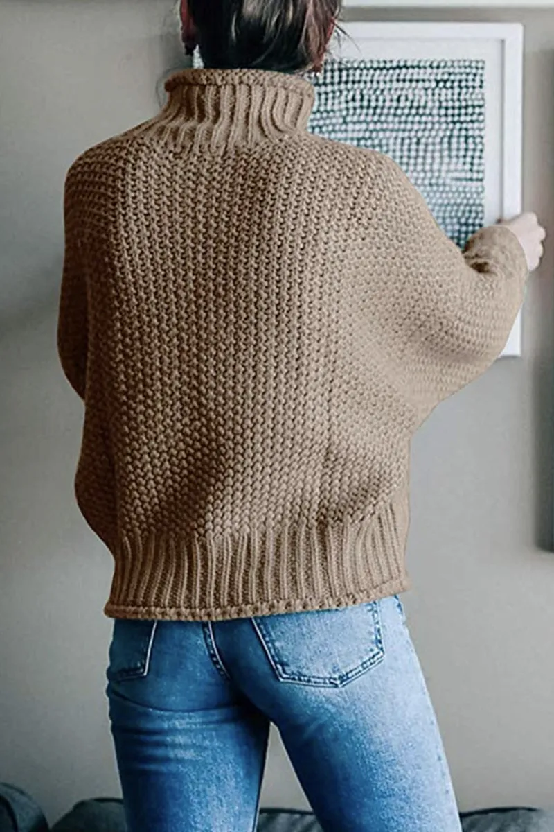 Casual Solid Patchwork Half A Turtleneck Sweaters(9 Colors)