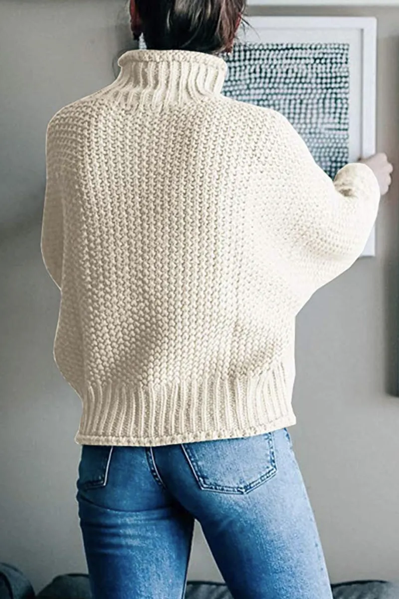 Casual Solid Patchwork Half A Turtleneck Sweaters(9 Colors)