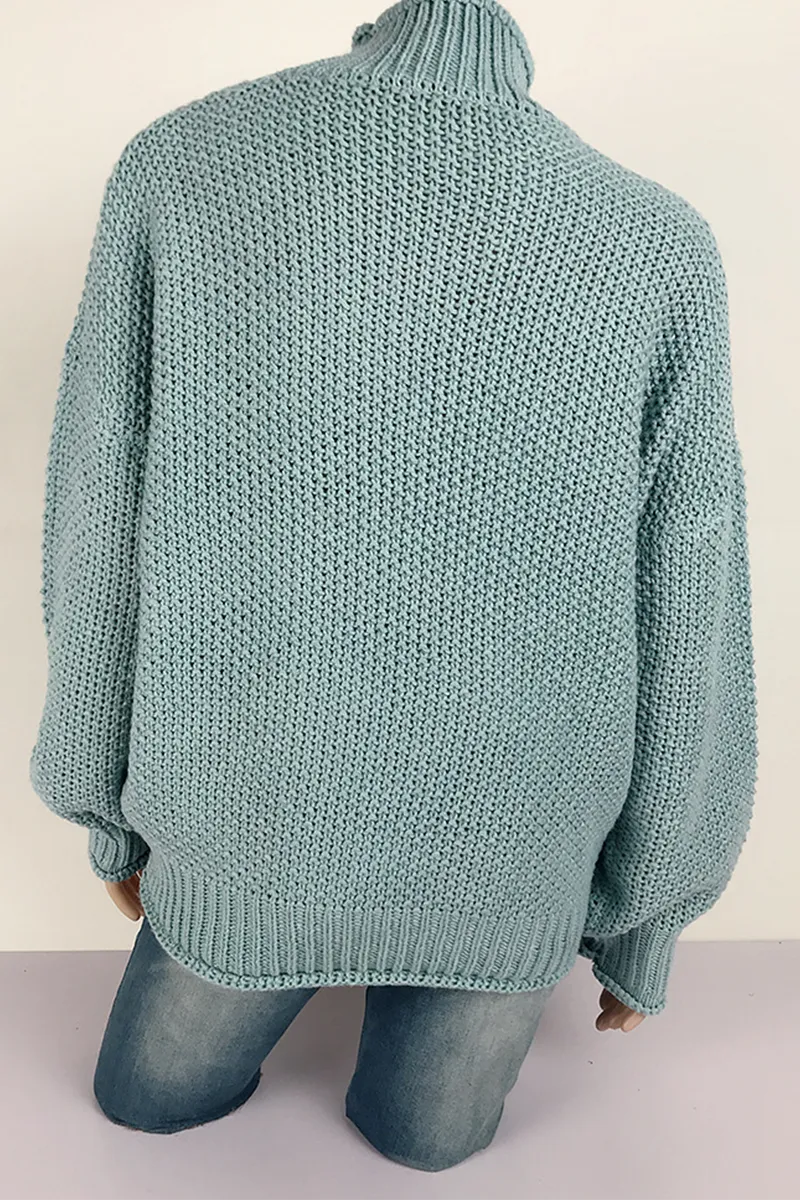 Casual Solid Patchwork Half A Turtleneck Sweaters(9 Colors)