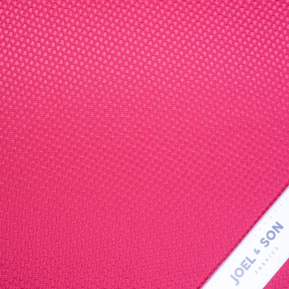 Cherry Pink Spot Jacquard Silk & Wool Cloqué