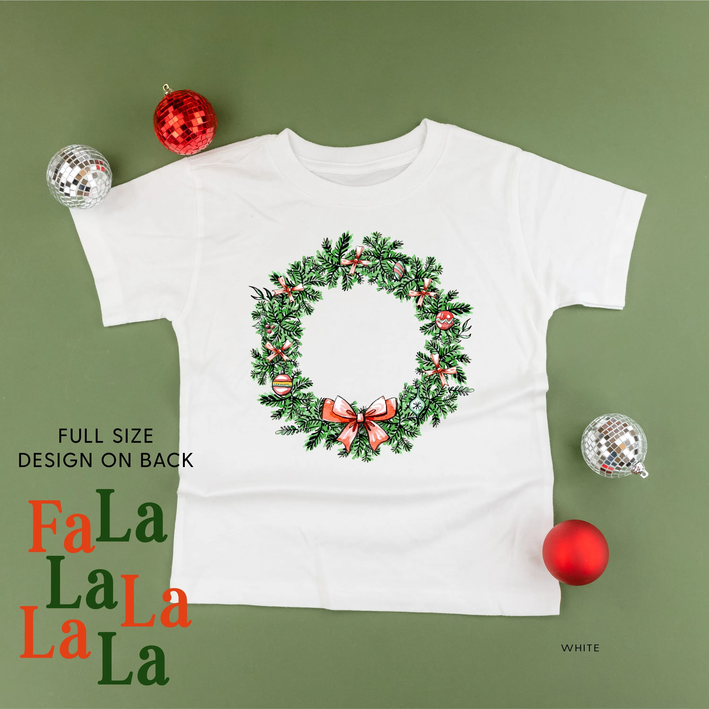 Christmas Wreath - Fa La La La La La (f&b) - Child Tee