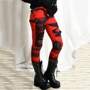 Cool Gothic Gathered High Rocker Waist Halloween Pants