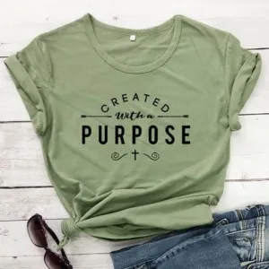 Created With A Purpose Cross Christian Statement Shirt