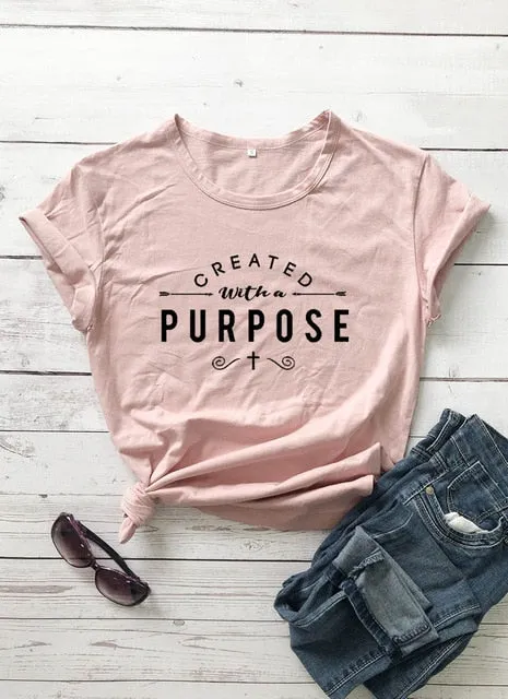 Created With A Purpose Cross Christian Statement Shirt