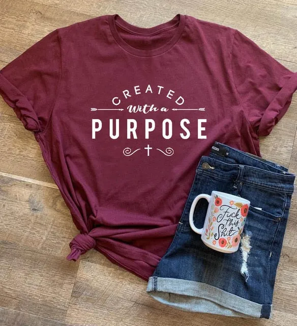 Created With A Purpose Cross Christian Statement Shirt