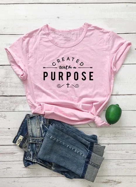 Created With A Purpose Cross Christian Statement Shirt