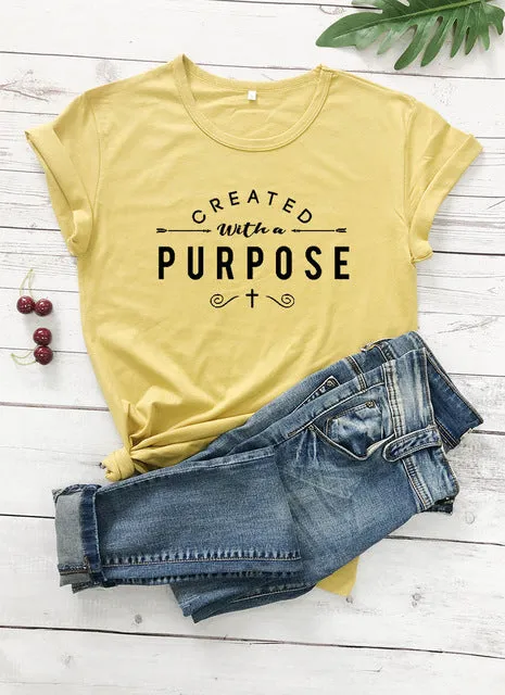 Created With A Purpose Cross Christian Statement Shirt