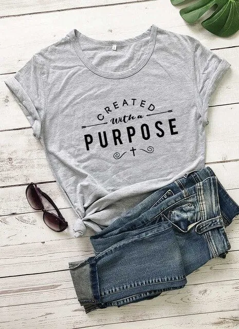 Created With A Purpose Cross Christian Statement Shirt