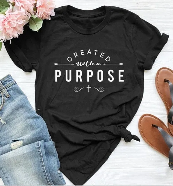 Created With A Purpose Cross Christian Statement Shirt