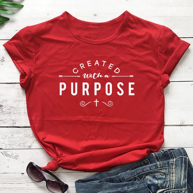 Created With A Purpose Cross Christian Statement Shirt