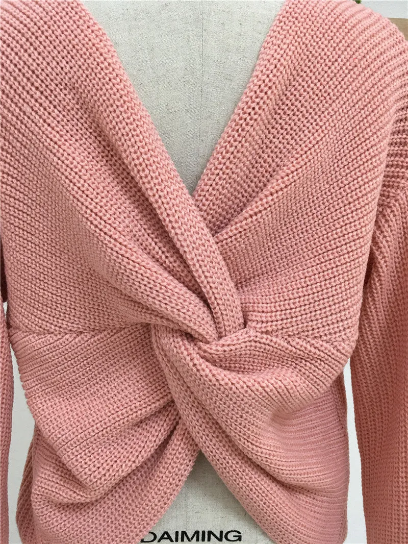 Criss Cross Sweater - Pink