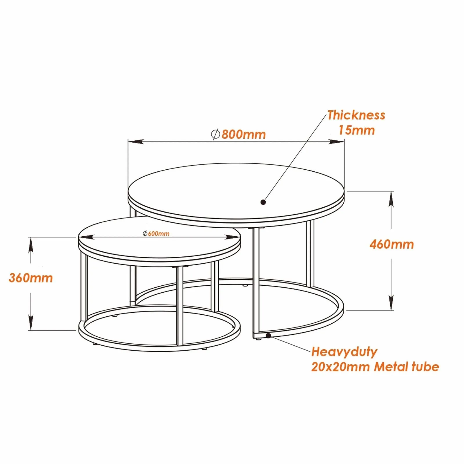 ECHO 800 Nested Coffee Table Set Cement by Censi