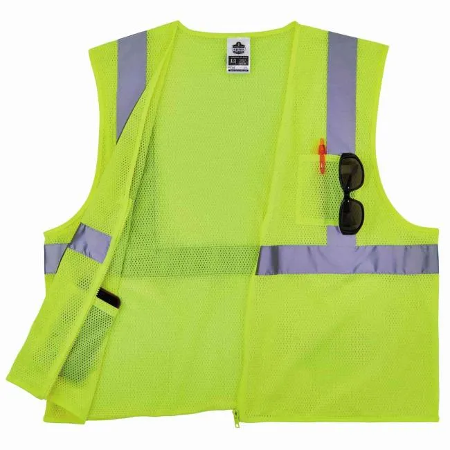 Ergodyne GloWear 8256Z Self-Extinguishing Type R Class 2 Hi-Vis Safety Vest with Zipper - Lime