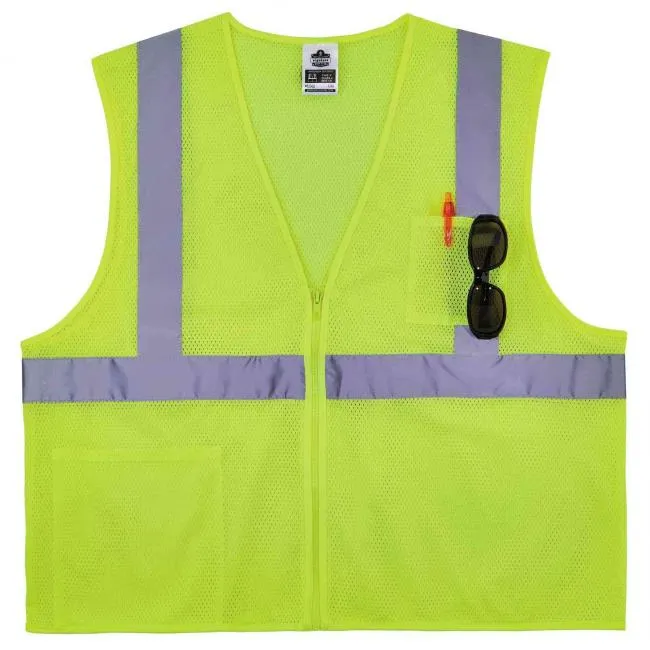 Ergodyne GloWear 8256Z Self-Extinguishing Type R Class 2 Hi-Vis Safety Vest with Zipper - Lime