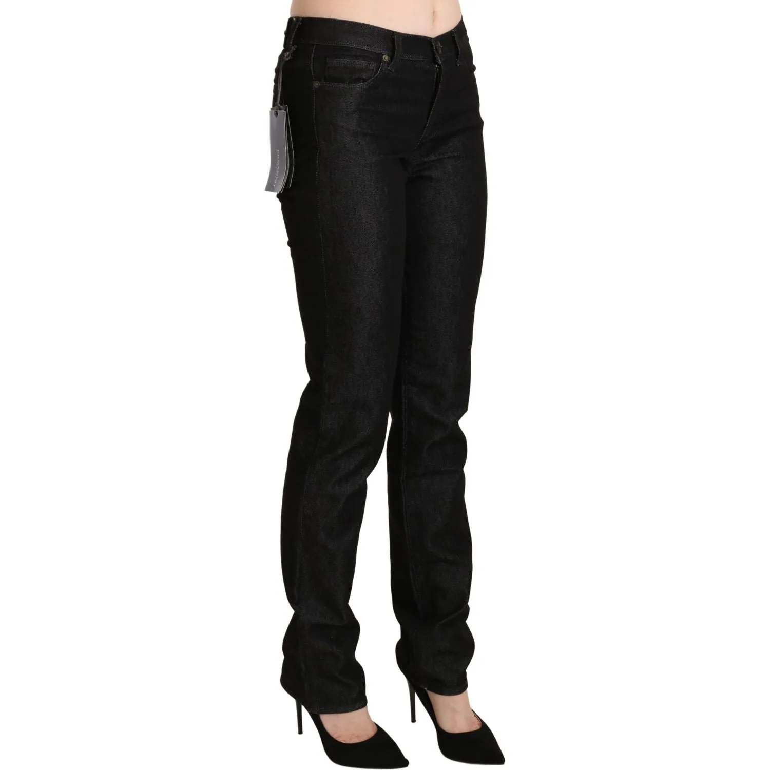 Ermanno Scervino Chic Black Mid Waist Skinny Jeans