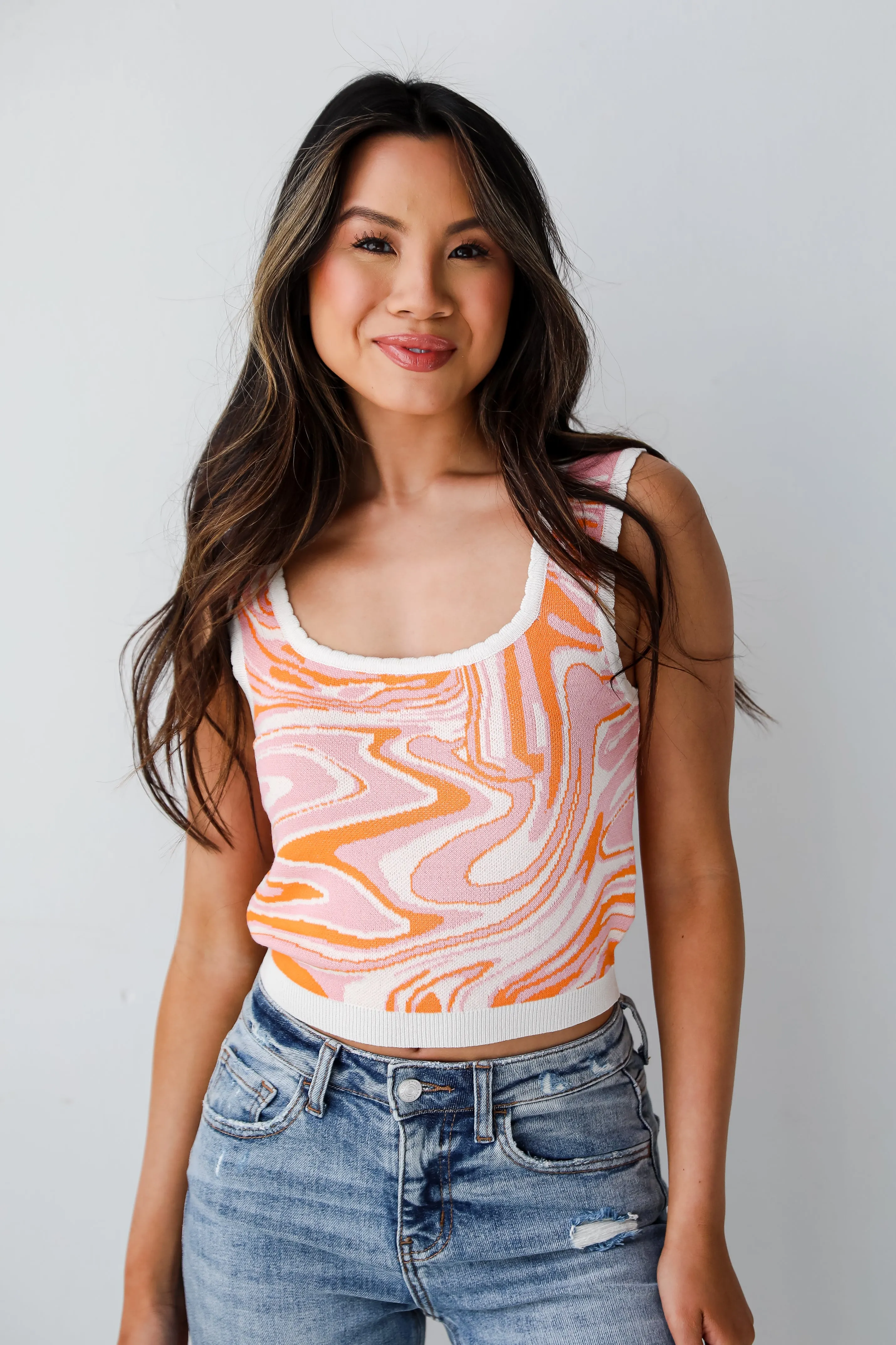 FINAL SALE - Stay Groovy Orange Knit Tank - DU DEAL