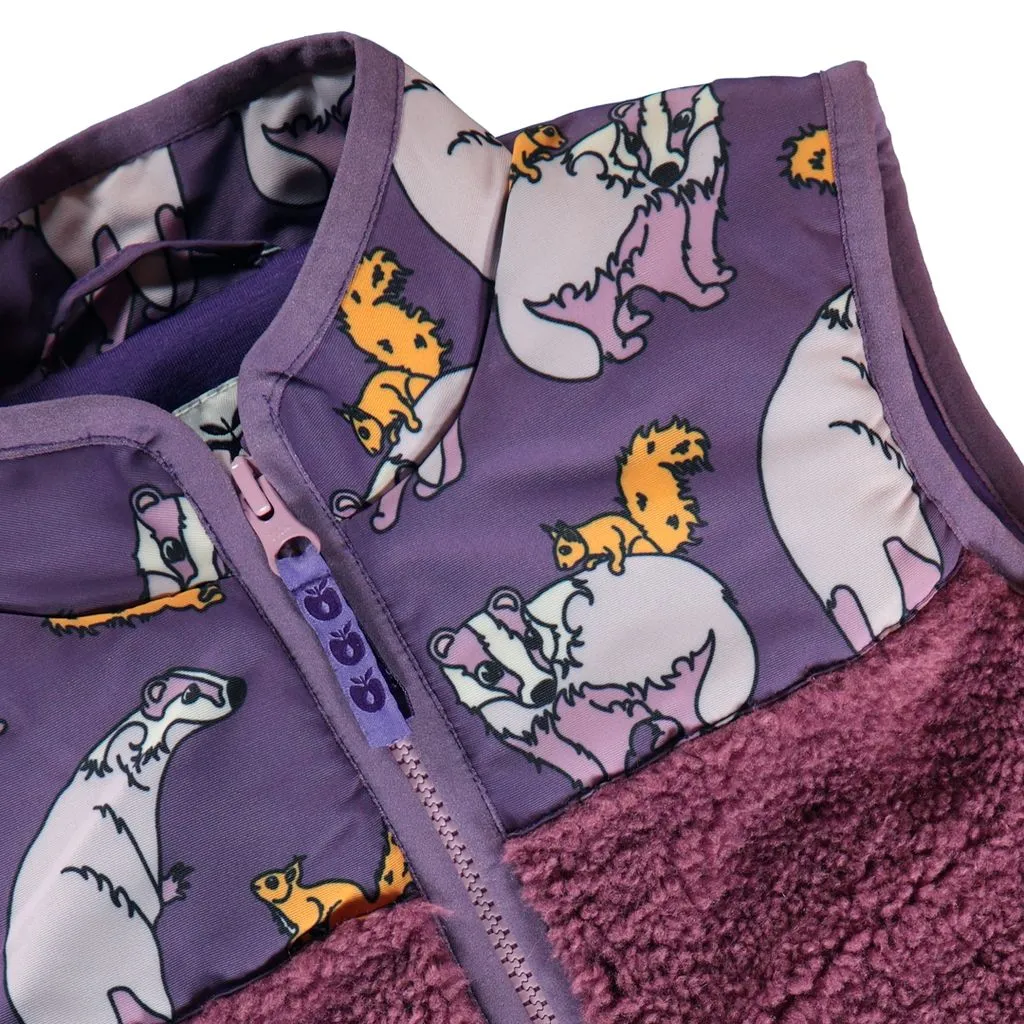 Fleece Badger and Squirrel Vest in Loganberry - 2 Left Size 2-3 & 4-5 years