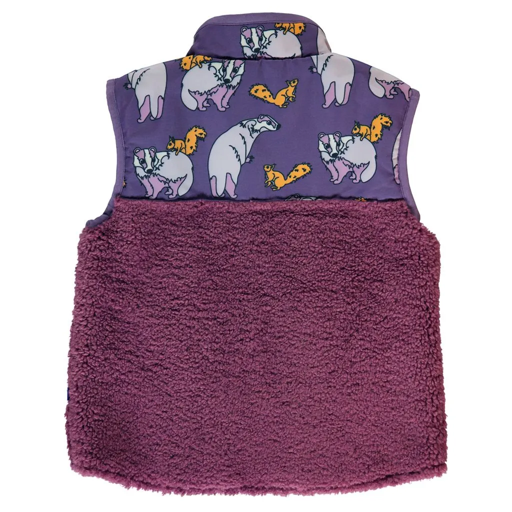 Fleece Badger and Squirrel Vest in Loganberry - 2 Left Size 2-3 & 4-5 years