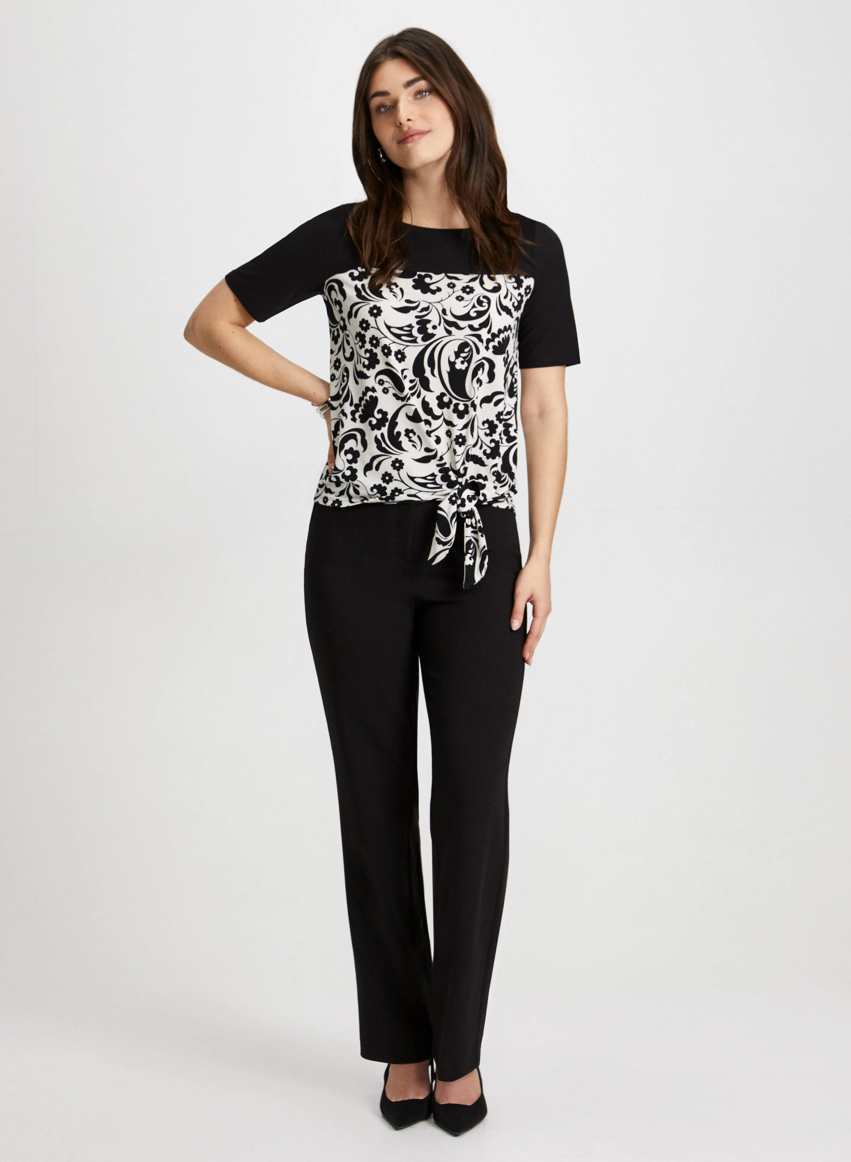 Floral Print Top & Modern Fit Pants