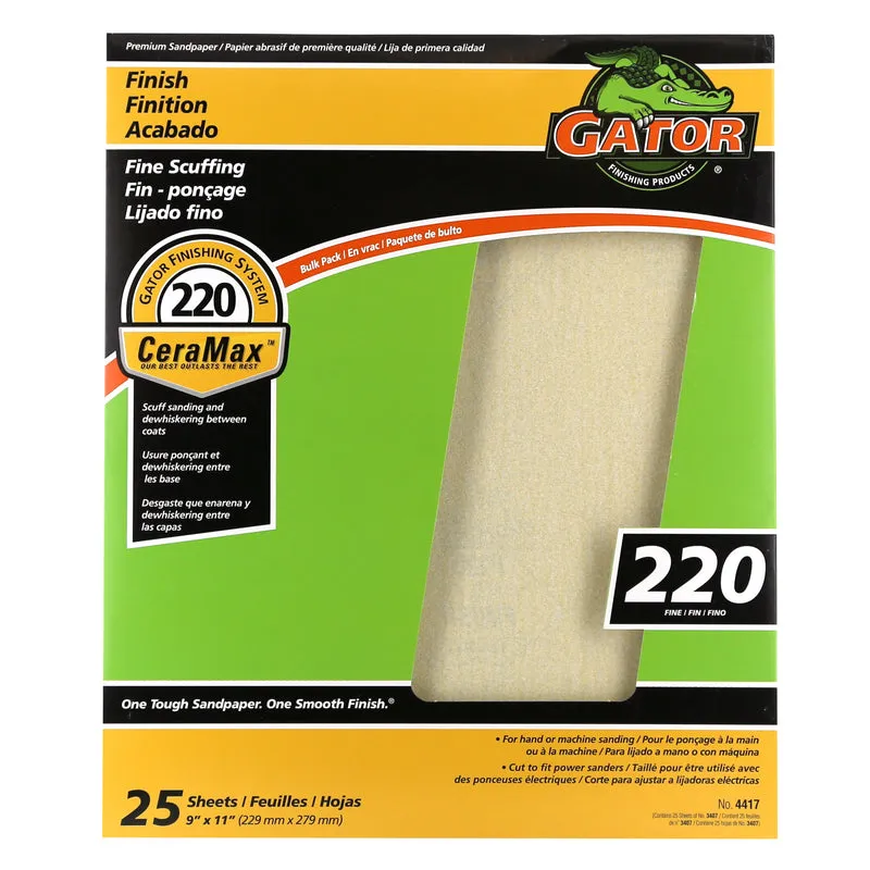 Gator CeraMax 11 in. L X 9 in. W 220 Grit Ceramic Sandpaper 1 pk